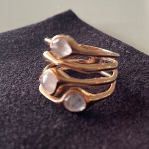 Monica Vinader Rose Gold Siren Gemstone Stacked Ring Rose Quartz